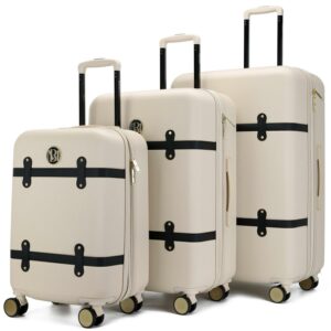 BADGLEY MISCHKA Grace 3 Piece Expandable Retro Luggage Set (Champagne)
