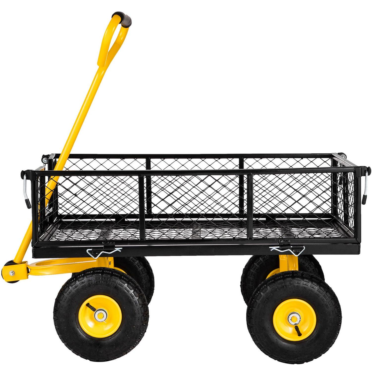 VEVOR Steel Garden Cart, Heavy Duty 500 lbs Capacity, with Removable Mesh Sides to Convert into Flatbed, Utility Metal Wagon with 180° Rotating Handle and 10 in Tires, Perfect for Garden - Image 3