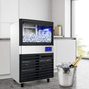 VEVOR 110Lbs/24H Commercial Ice Maker Ice Cube w/Water Pump 33lbs Bin Storage Include Electric Water Drain Pump