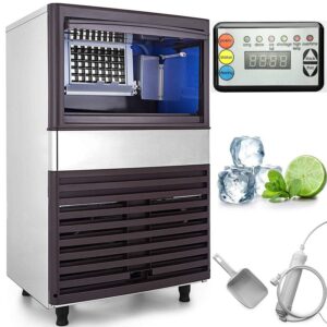 BENTISM 110V 110LBS/24H Commercial Ice Maker Auto Clear Cube Ice Making Machine