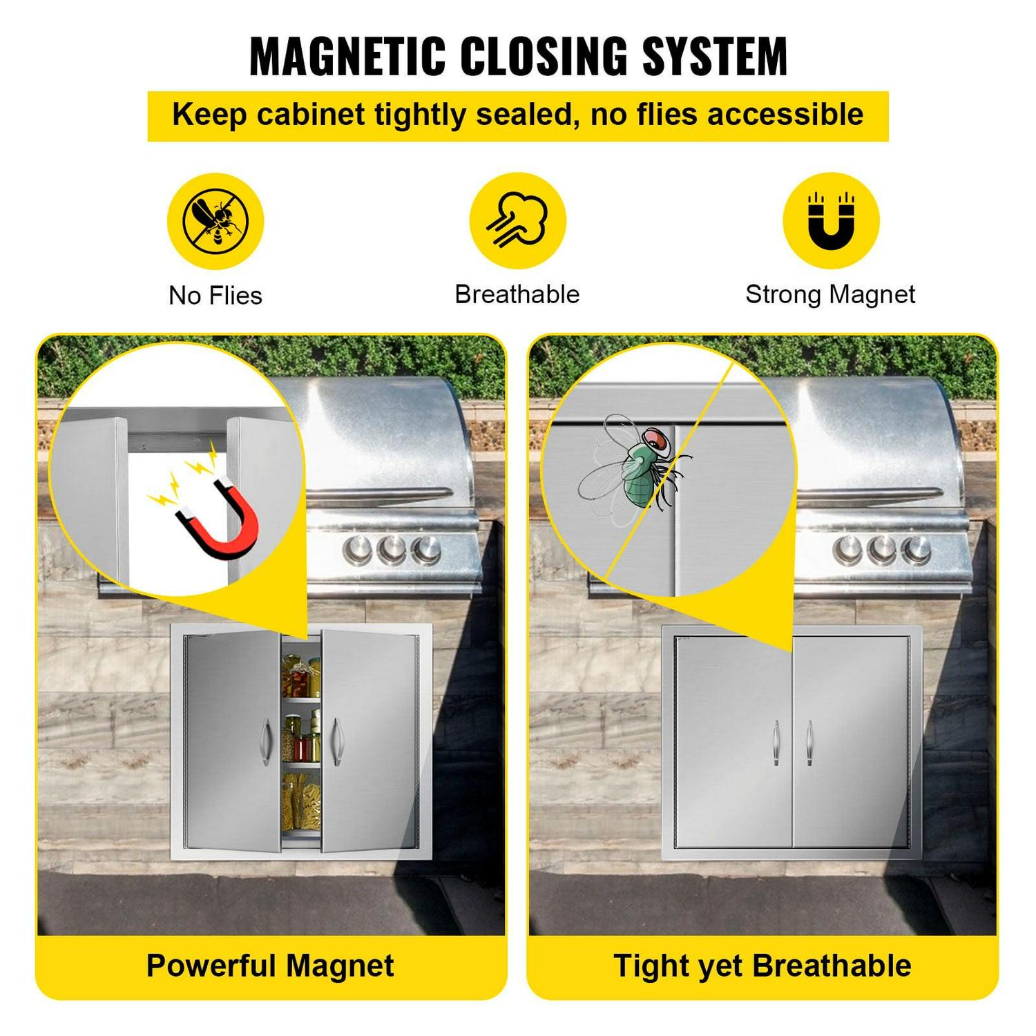 BENTISM 26" DOUBLE WALLED ACCESS DOOR 16 GAUGE OUTDOOR BBQ 304 STAINLESS STEEL BEST QUAL - Image 6