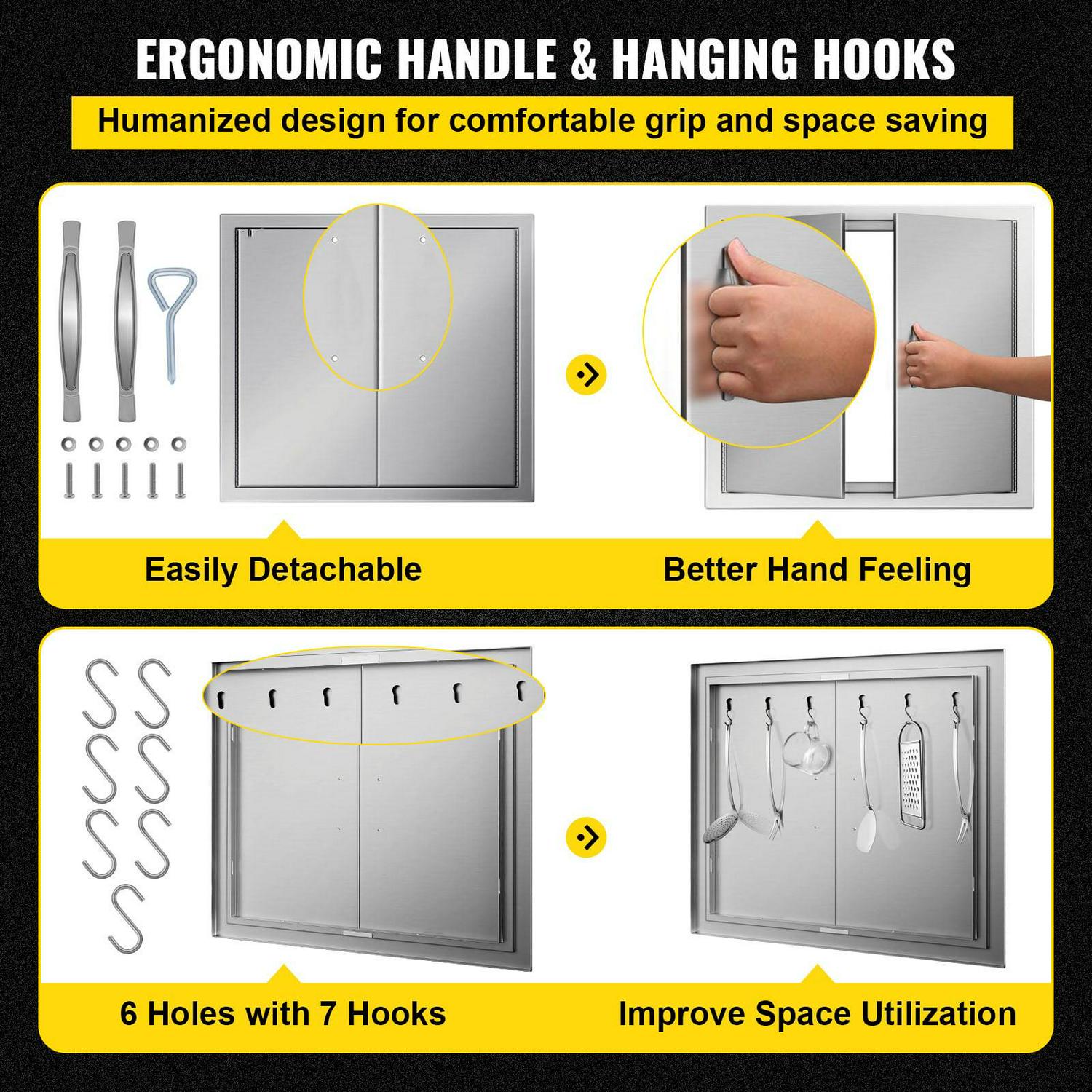 BENTISM 26" DOUBLE WALLED ACCESS DOOR 16 GAUGE OUTDOOR BBQ 304 STAINLESS STEEL BEST QUAL - Image 4