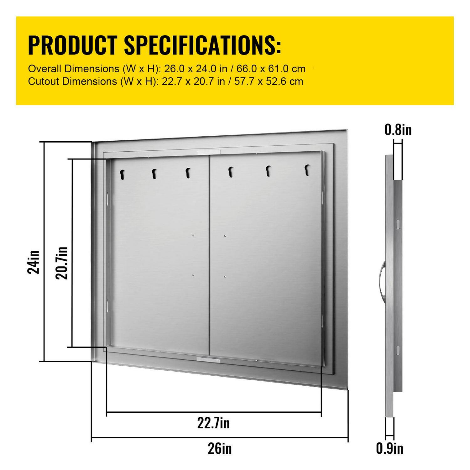 BENTISM 26" DOUBLE WALLED ACCESS DOOR 16 GAUGE OUTDOOR BBQ 304 STAINLESS STEEL BEST QUAL - Image 7