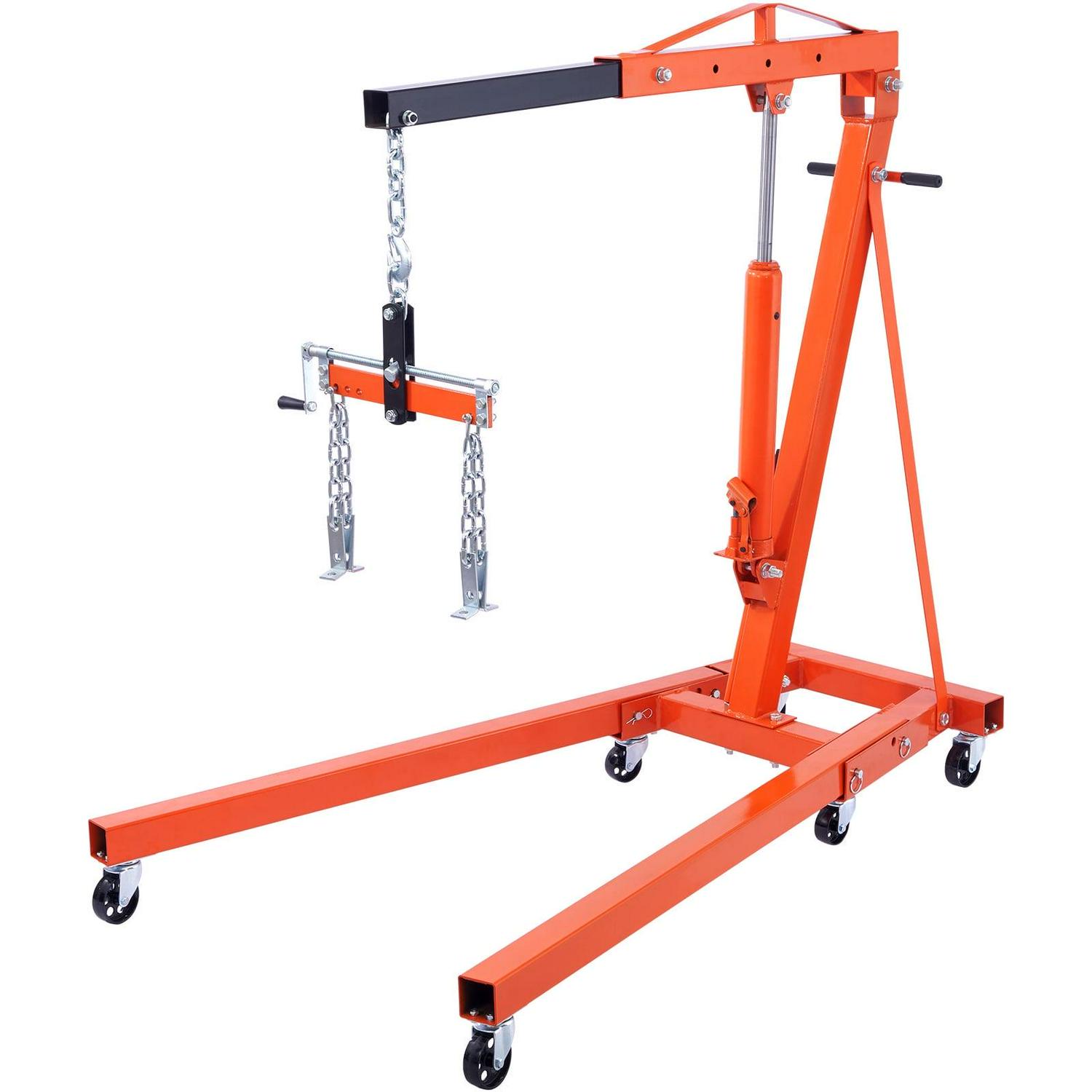 VEVOR 2T Folding Engine Crane Engine Hoist with Level 4400 lbs/2 ton Heavy-Duty Cherry Picker Shop Crane Oldable Engine Crane