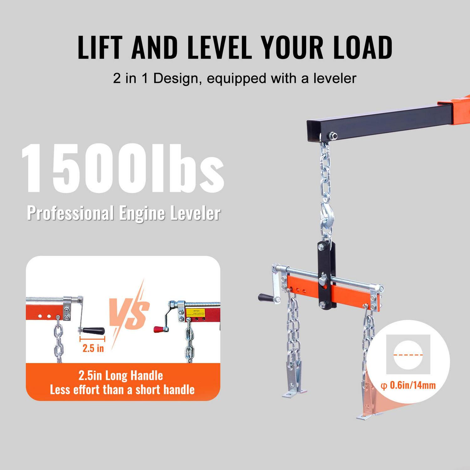 BENTISM 2T Folding Engine Crane Movable Engine Hoist with Load Leveler 4400 lbs/2 ton Heavy-Duty Cherry Picker Shop Crane Adjustable Boom Engine Crane - Image 4
