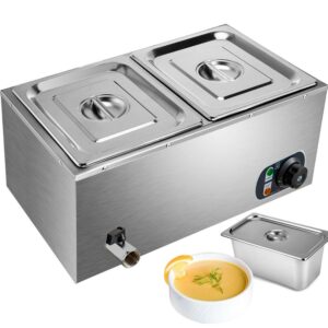 BENTISM 2 Pots Electric Food Warmer 22Qt Commercial Stainless Steel Pans