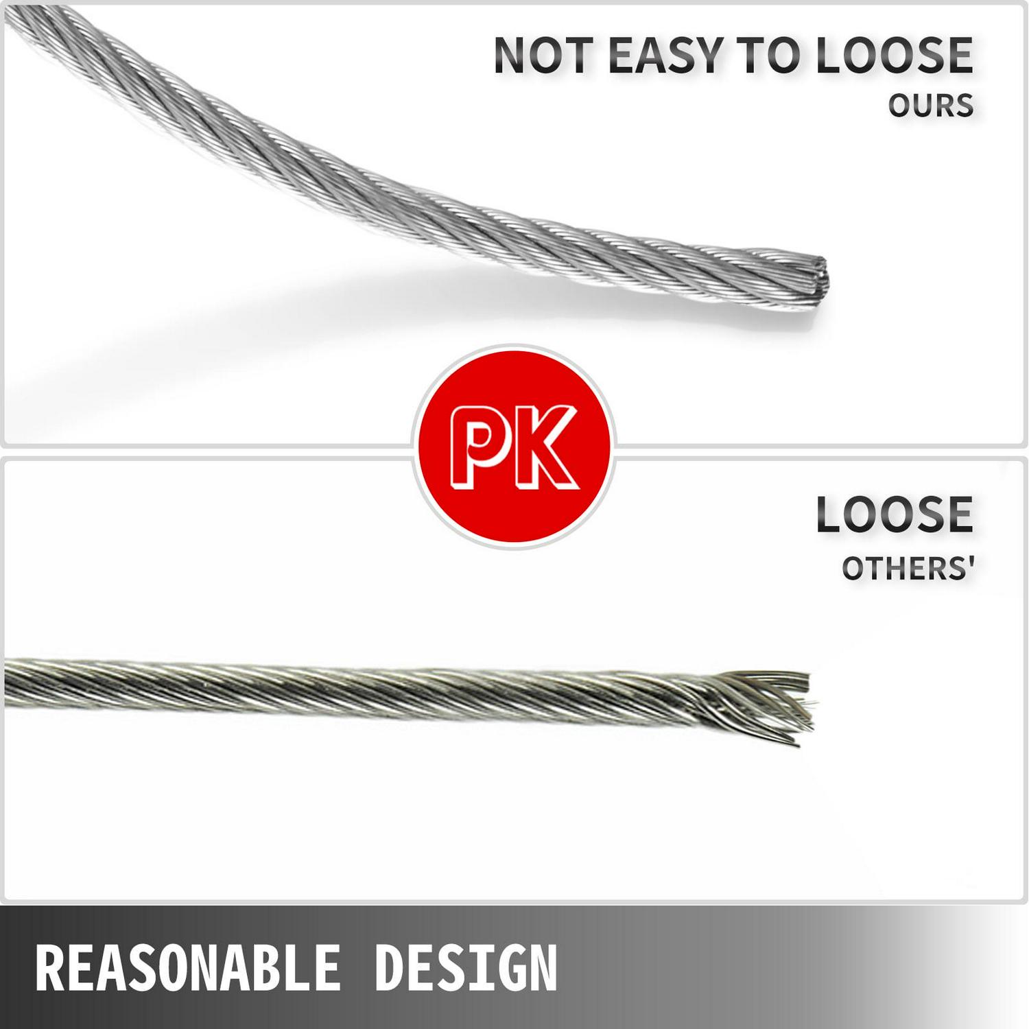 VEVOR 316 Stainless Steel Wire Rope Cable, 3/16", 1x19, 500 ft reel - Image 6