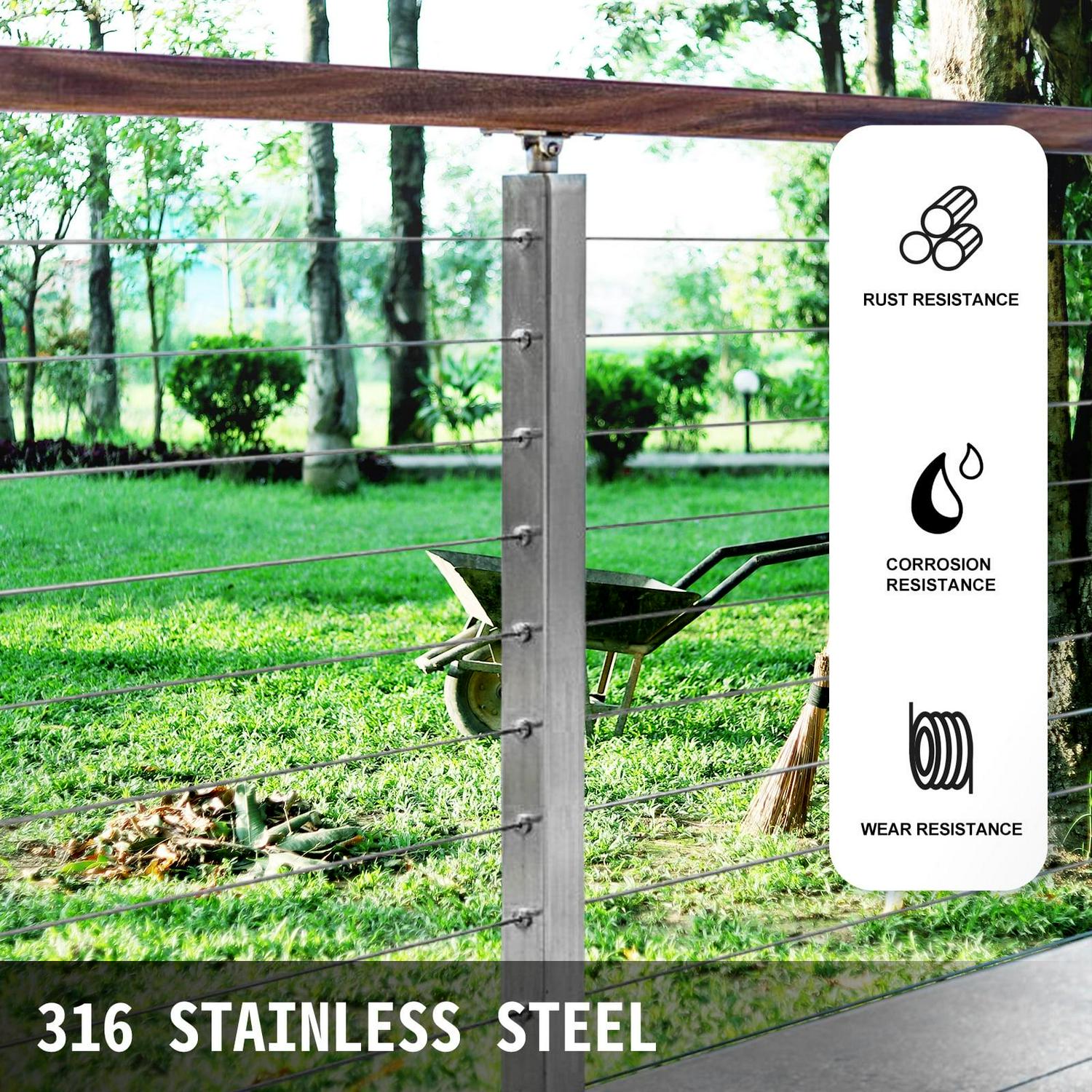 VEVOR 316 Stainless Steel Wire Rope Cable, 3/16", 1x19, 500 ft reel - Image 2