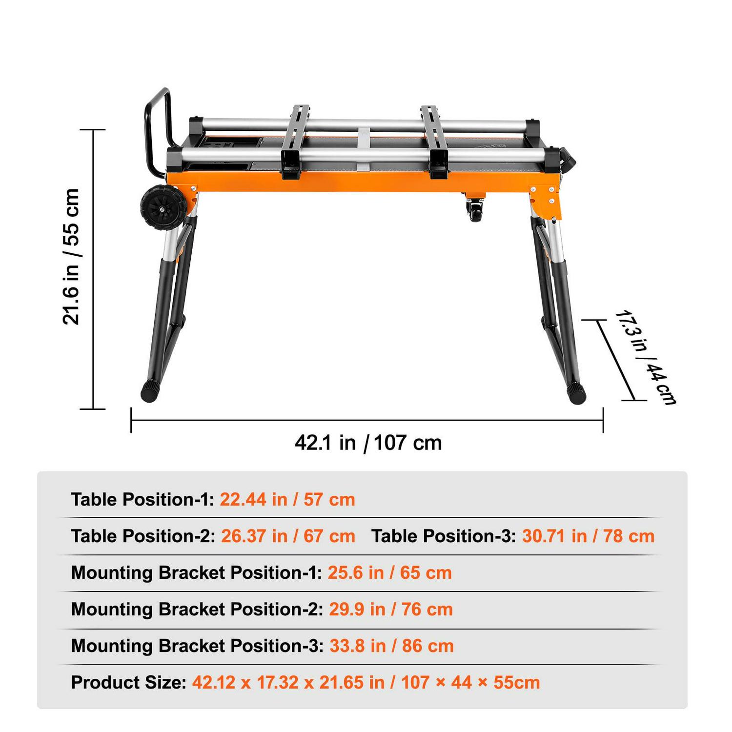 BENTISM 42in Miter Saw Stand with One-piece Mounting Brackets Sliding Rail 330lbs - Image 7
