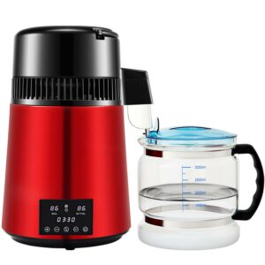 VEVOR 4L Water Distiller Distilled Water Maker 1 L/H w/ Timing Dual Temp Red