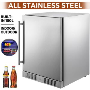 BENTISM 5.3 Cu. Ft Built-in Stainless Steel Beverage Cooler 150L Reversible Door Outdoor/Indoor