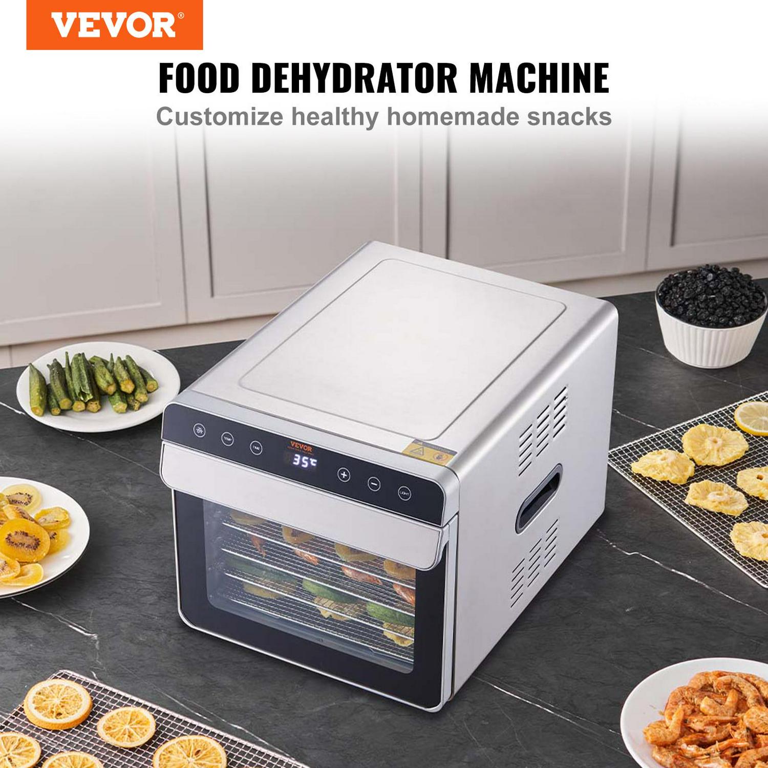 VEVOR 6 Trays Food Dehydrator Machine Stainless Steel 400W Jerky Fruit Drying Stainless Steel - Image 2