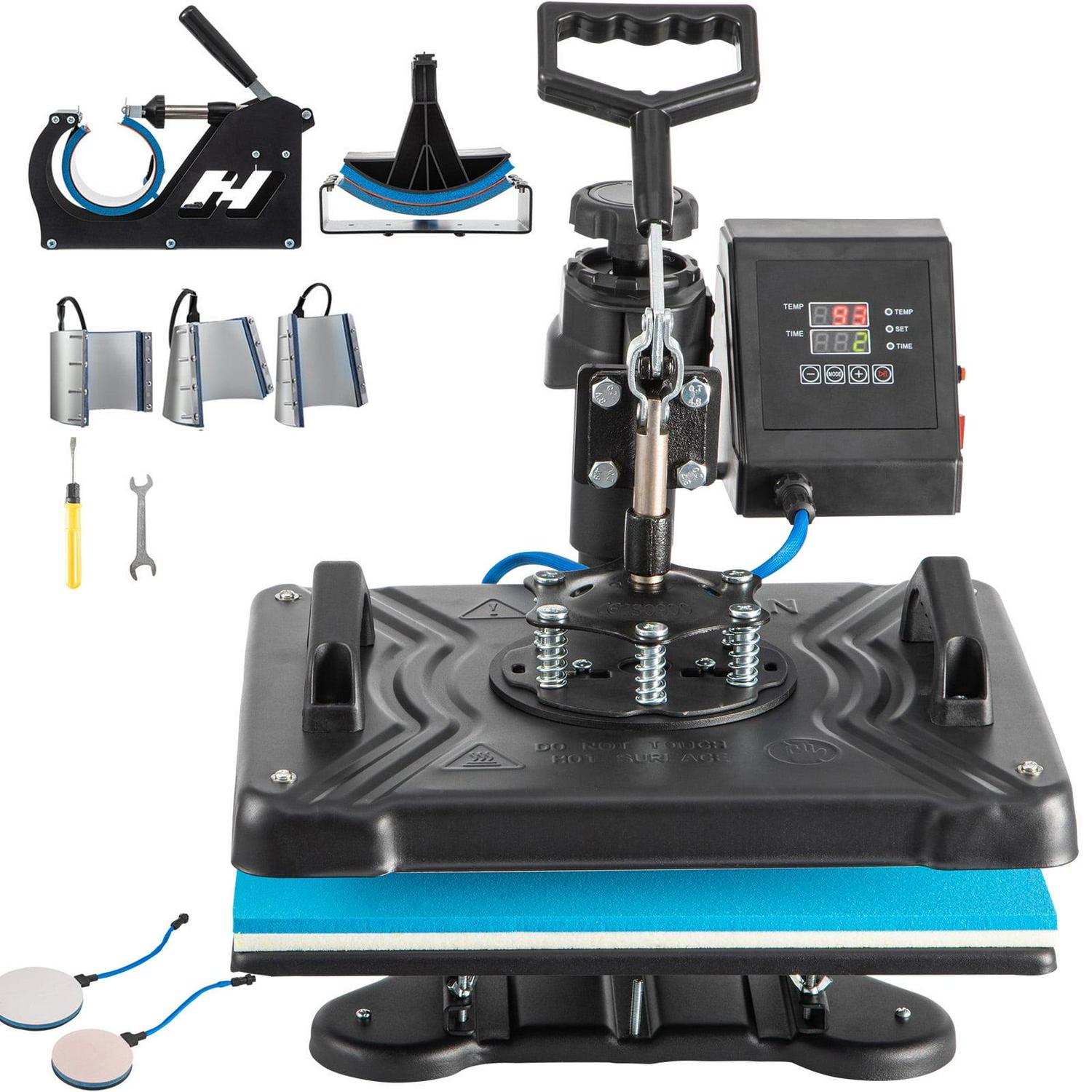 BENTISM 8 in 1 Heat Press Machine, 12" x 15" Combo Swing Away T-Shirt Sublimation Transfer Printer with Teflon Coated, Mug/Hat/Plate Accessories Included