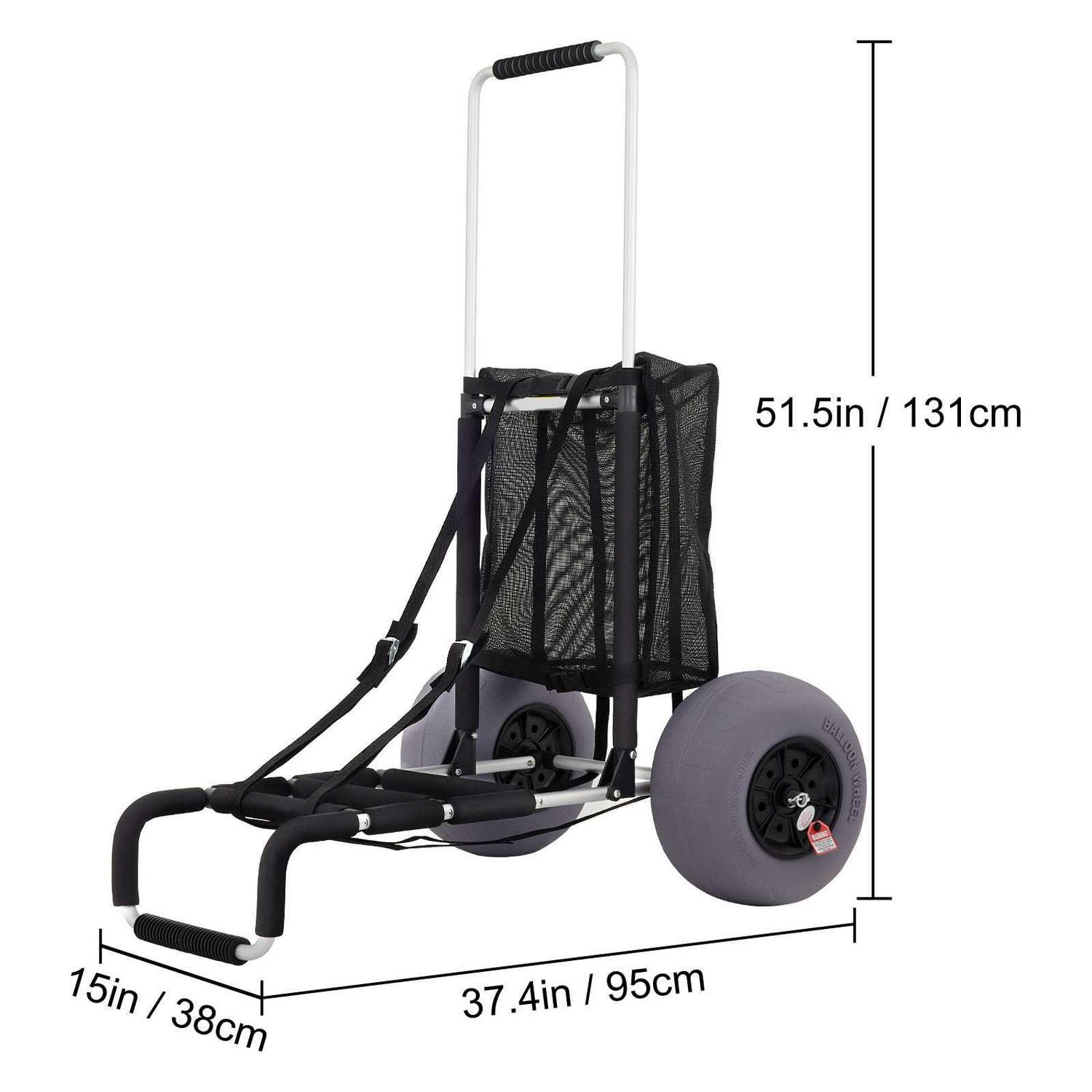 VEVOR Beach Carts for The Sand 165LBS Capacity Adjustable Handle Beach Wagon TPU 23" x 15" Deck with 13" Balloon Wheels for Beach Trips Camping Fishing - Image 8