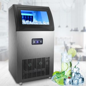 VEVOR Commercial Ice Maker Freestand Ice Cube Machine 160LBS/24H 33LBS Storage LED Panel Stainless Steel