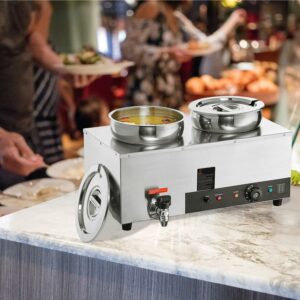 VEVOR Commercial Soup Warmer Soup Station with 2*7.4 Qt Pot Soup Kettle Warmer
