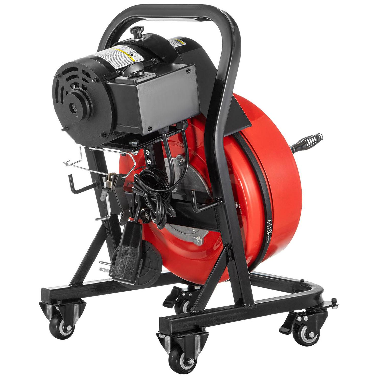 VEVOR Drain Cleaner Machine 50ft x1/2 in, 250W Electric Drain Cleaning Machine ,Drain Auger Cable w/Wheels - Image 9