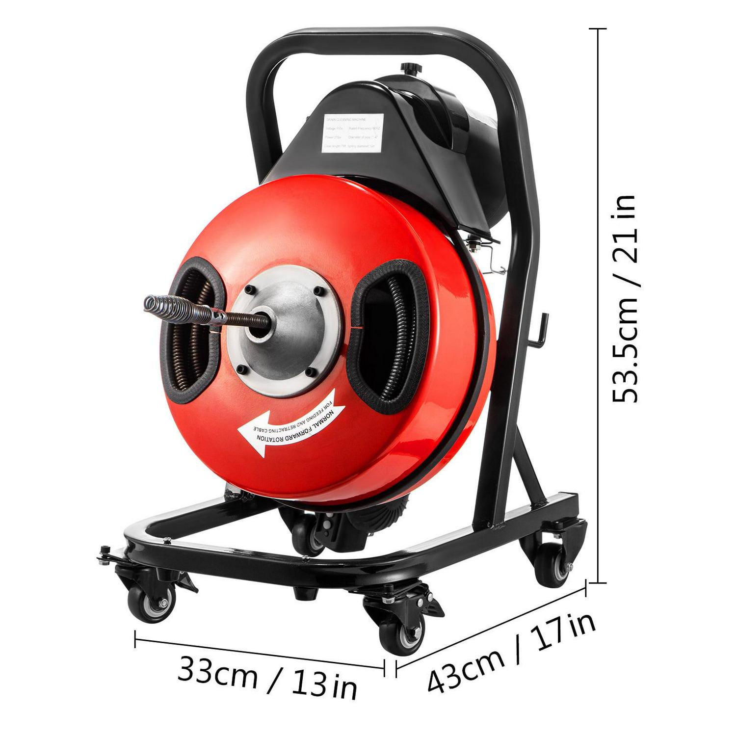 VEVOR Drain Cleaner Machine 50ft x1/2 in, 250W Electric Drain Cleaning Machine ,Drain Auger Cable w/Wheels - Image 8