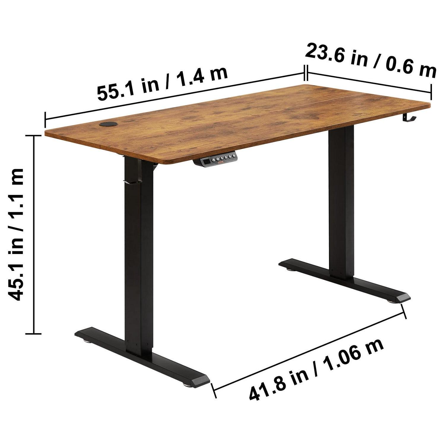 BENTISM Electric Adjustable Height Standing Desk 55.1" x 23.6" Large Sit Stand up Desk Computer Desk Memory Preset with T-Shaped Metal Bracket for Home & Office Brown - Image 8