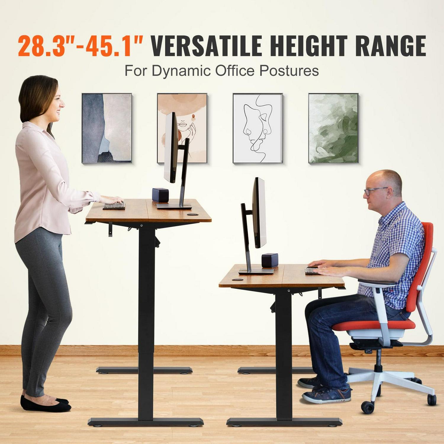 BENTISM Electric Adjustable Height Standing Desk 55.1" x 23.6" Large Sit Stand up Desk Computer Desk Memory Preset with T-Shaped Metal Bracket for Home & Office Brown - Image 3