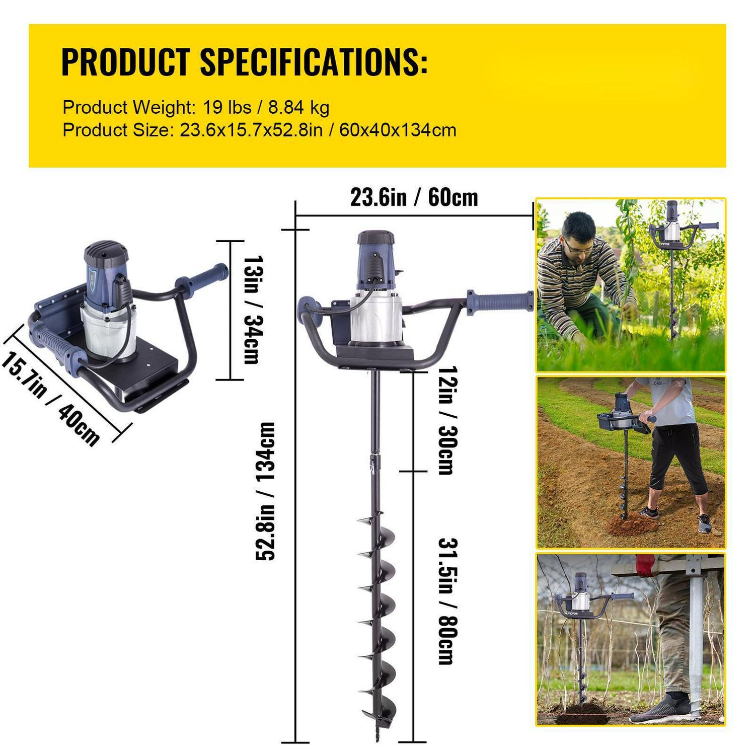 BENTISM Electric Post Hole Digger Head Earth Auger 1200W 1.6HP Powerful Engine - Image 7