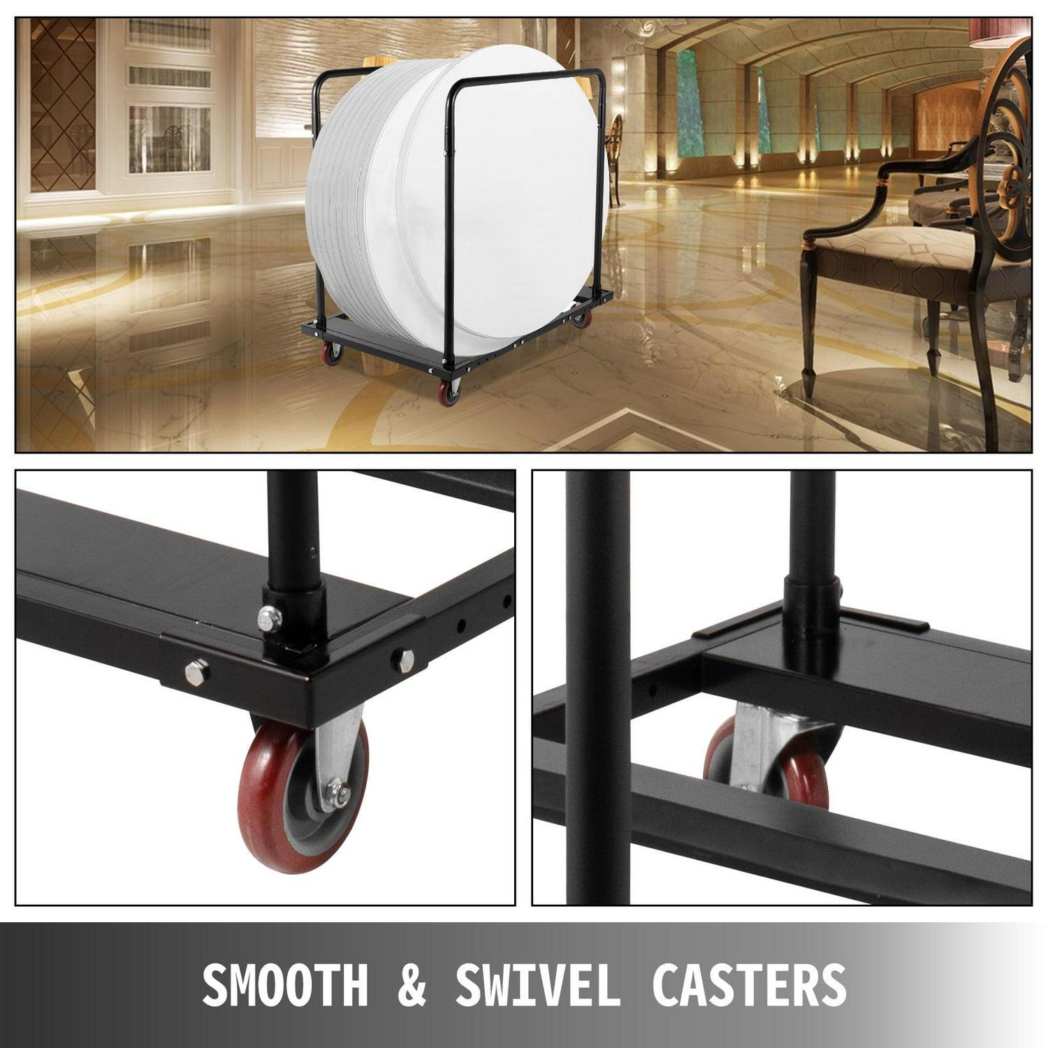 BENTISM Folding Table Cart Table Rack for 60” Round Tables 8-10pcs Black Heavy Duty - Image 5