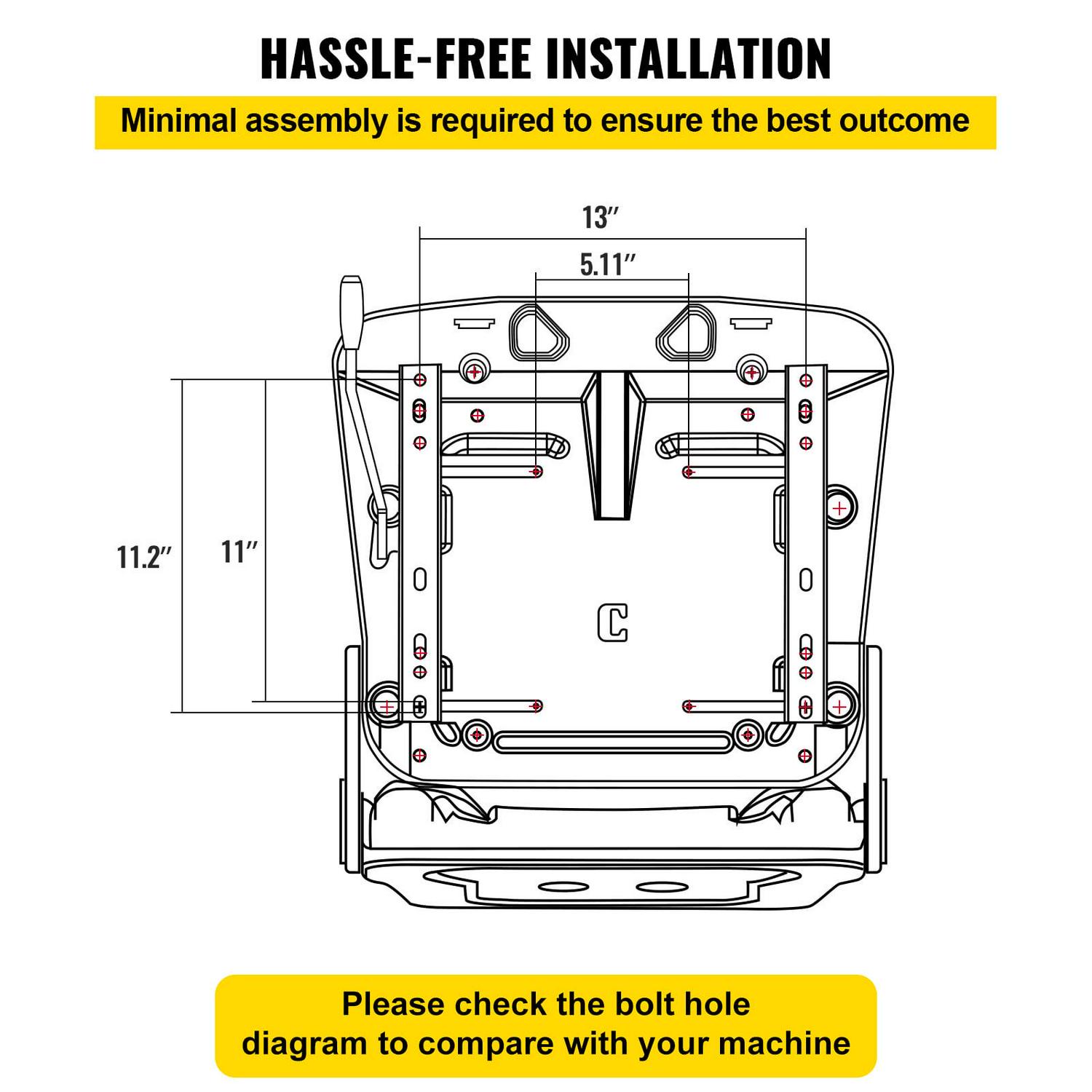 BENTISM Forklift Seat Mower Seat Universal PVC High Back Tractor Seat w/ Seat Belt - Image 7