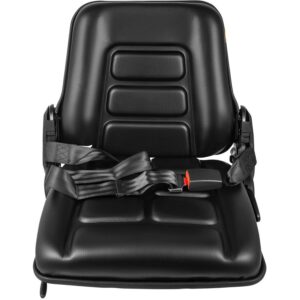BENTISM Forklift Seat Mower Seat Universal PVC High Back Tractor Seat w/ Seat Belt