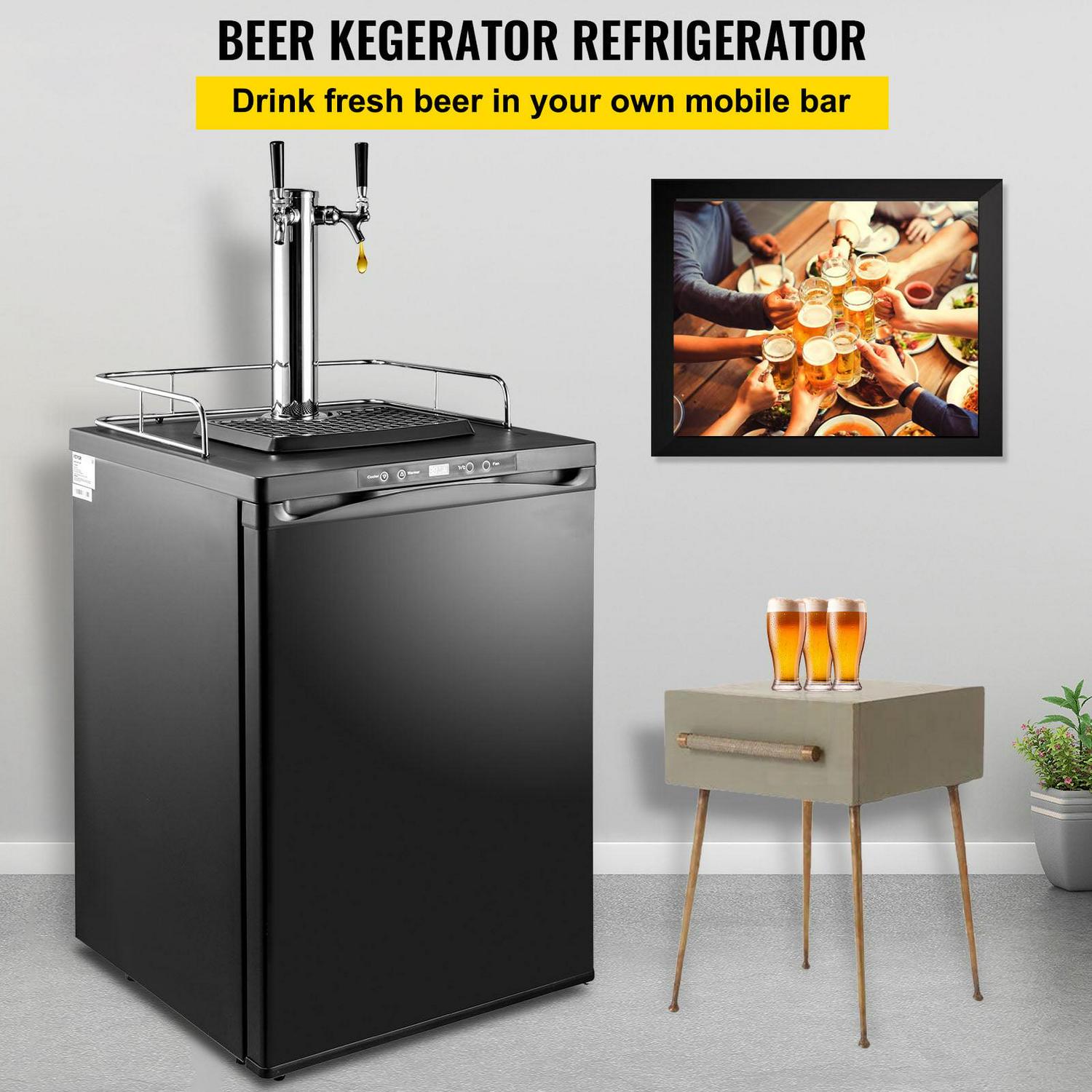 BENTISM Full Size Kegerator Beer Dispenser Refrigerator Black Fridge Double Taps - Image 2