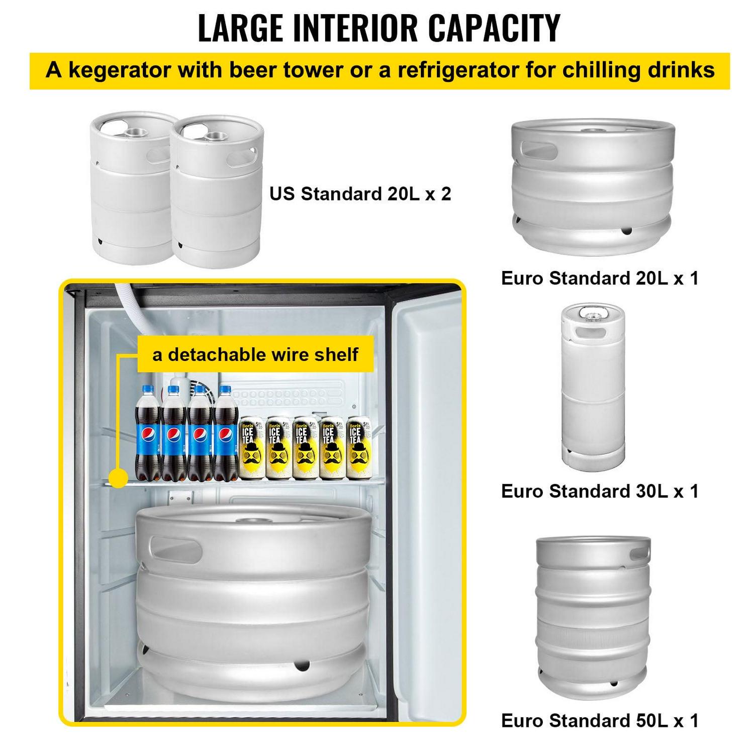 BENTISM Full Size Kegerator Beer Dispenser Refrigerator Black Fridge Double Taps - Image 3