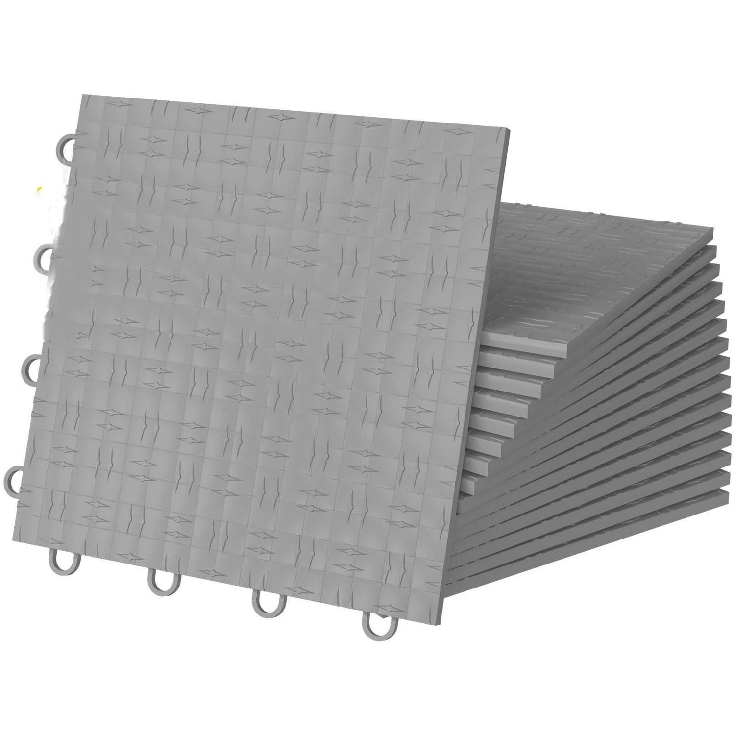 BENTISM Garage Tiles Interlocking Garage Flooring Tiles 12x12" 25 Pack Silver