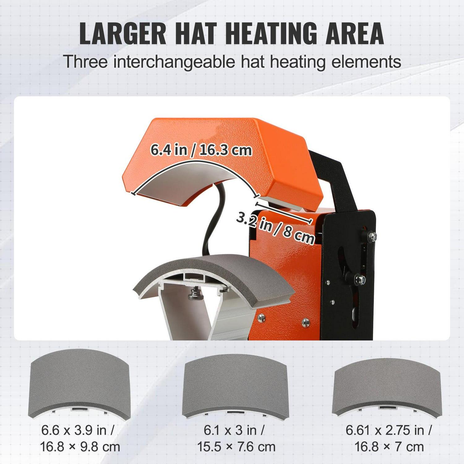 BENTISM Hat Heat Press, 3-in-1 Auto Cap Heat Press Machine, 6.4"x3.5 "Clamshell Sublimation Transfer, Automatic Release & Press Knob-style Digital Control Panel, with 3pcs Replaceable Heating Pads - Image 6