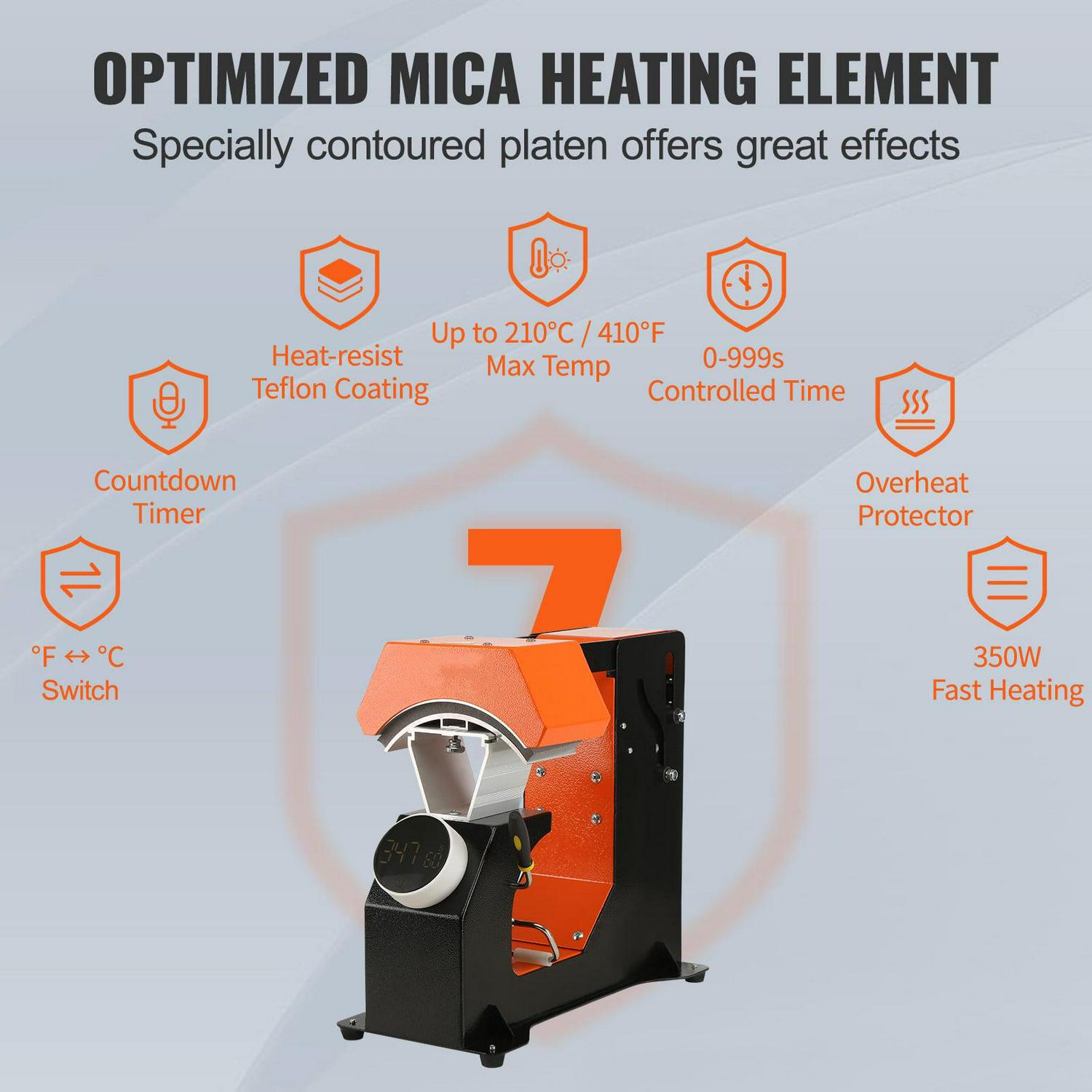 BENTISM Hat Heat Press, 3-in-1 Auto Cap Heat Press Machine, 6.4"x3.5 "Clamshell Sublimation Transfer, Automatic Release & Press Knob-style Digital Control Panel, with 3pcs Replaceable Heating Pads - Image 5