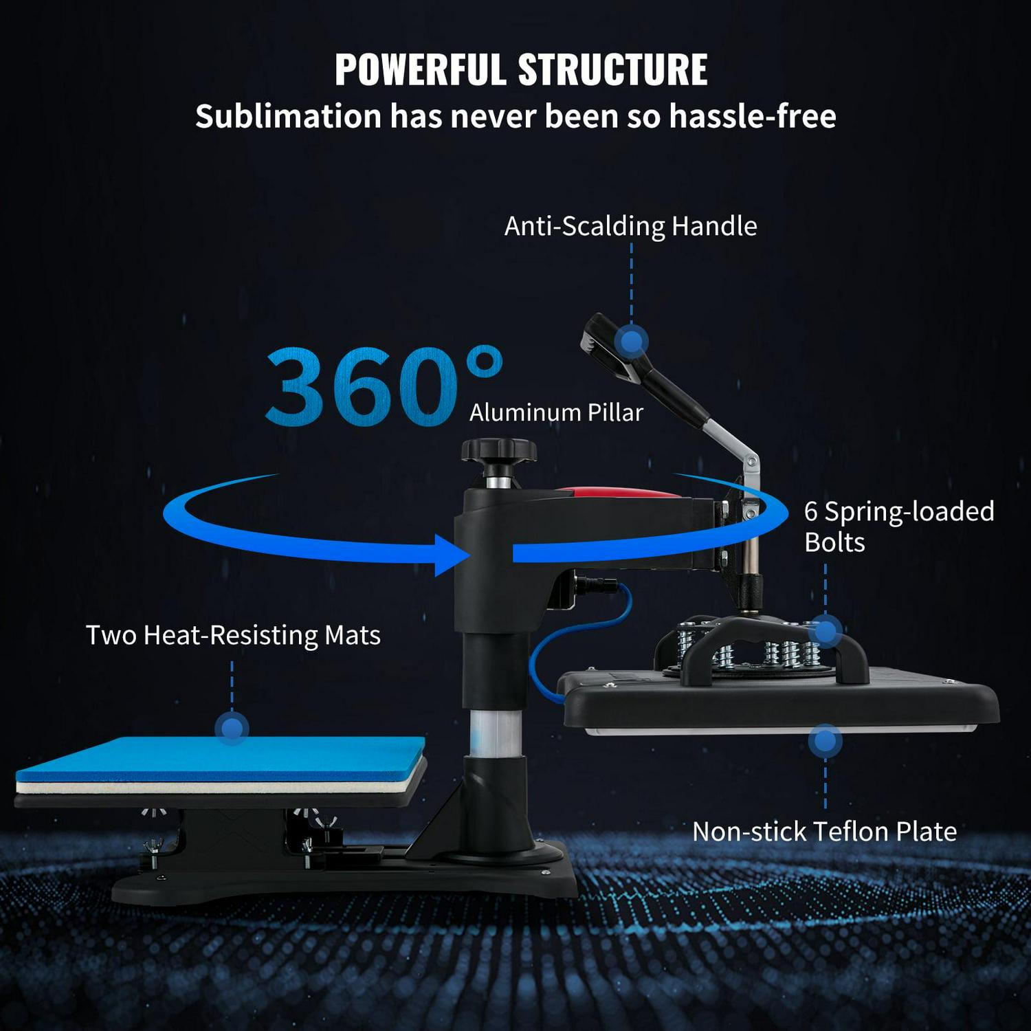 BENTISM Heat Press Machine 5 in 1, 12"x15" Clamshell Sublimation Transfer Printer Fast Heat-up, Digital Precise Temperature Control, Vinyl Heat Press for T-Shirt Plate Mug Cup, 900W - Image 5