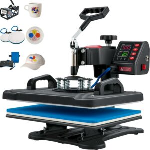 BENTISM Heat Press Machine 5 in 1, 12"x15" Clamshell Sublimation Transfer Printer Fast Heat-up, Digital Precise Temperature Control, Vinyl Heat Press for T-Shirt Plate Mug Cup, 900W