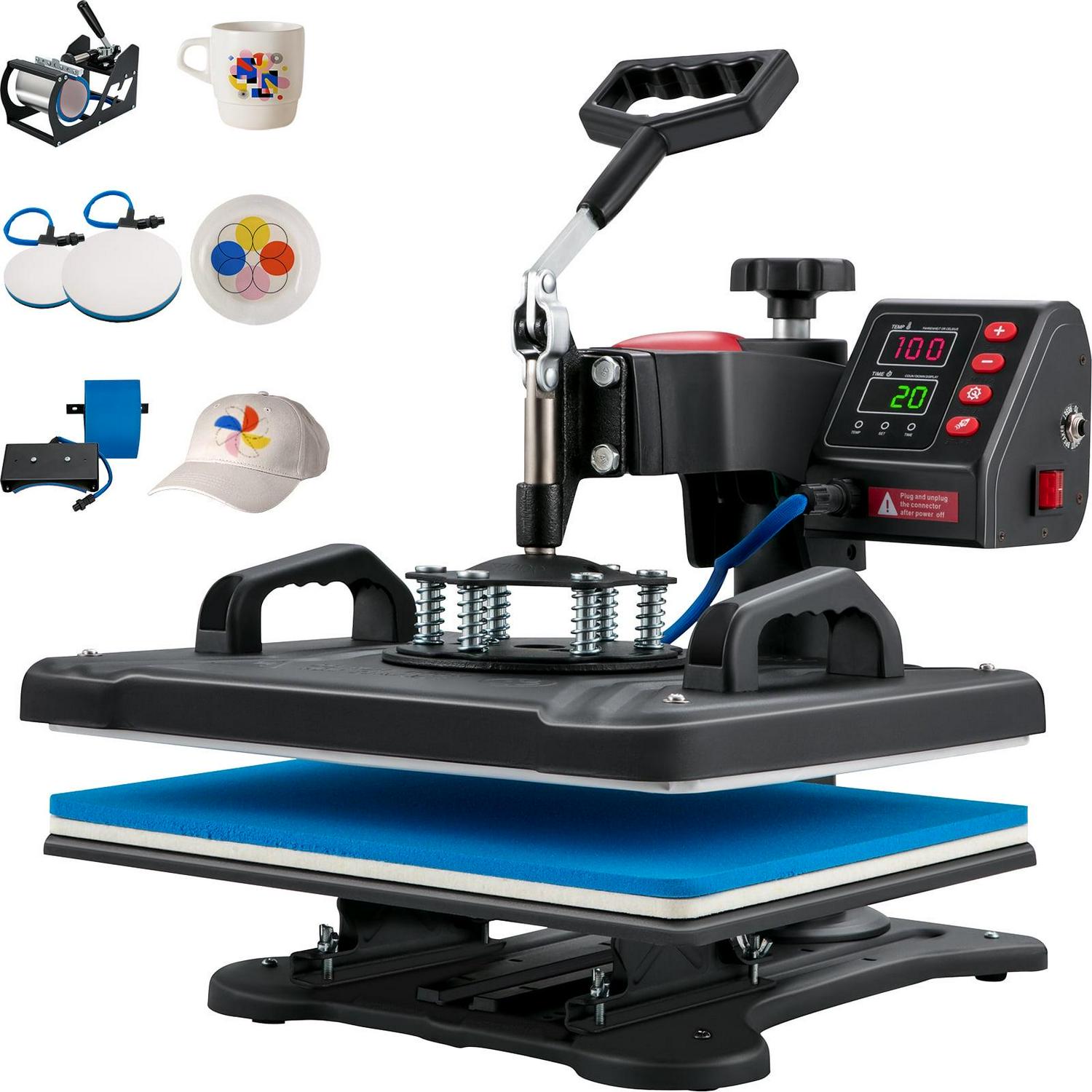 BENTISM Heat Press Machine 5 in 1, 12"x15" Clamshell Sublimation Transfer Printer Fast Heat-up, Digital Precise Temperature Control, Vinyl Heat Press for T-Shirt Plate Mug Cup, 900W