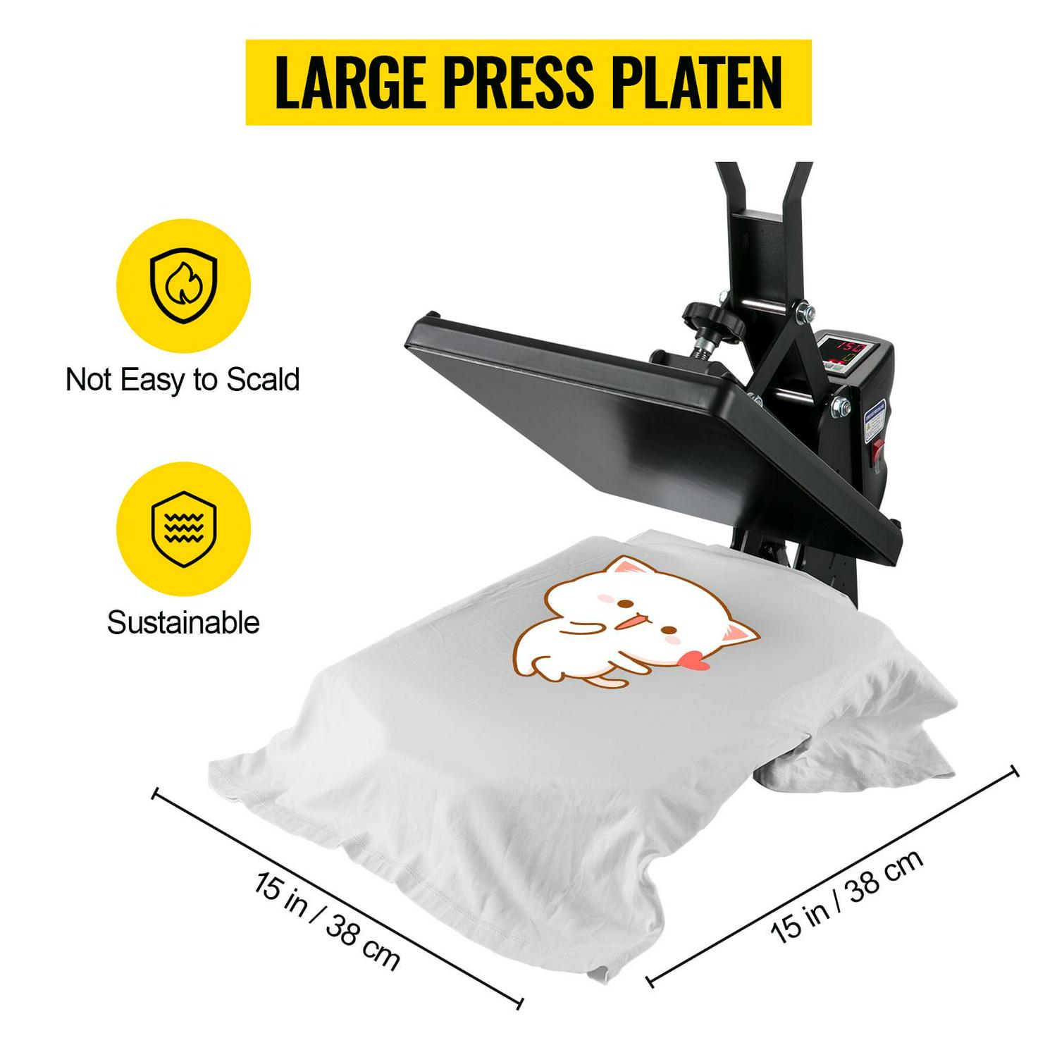 BENTISM Heat Press Machine, 15"x15" Swing Away T Shirt Pressing Machine Multifunction, High Pressure Heat Press Machine for T-Shirt, Power Digital Industrial Sublimation Printer, Black - Image 5