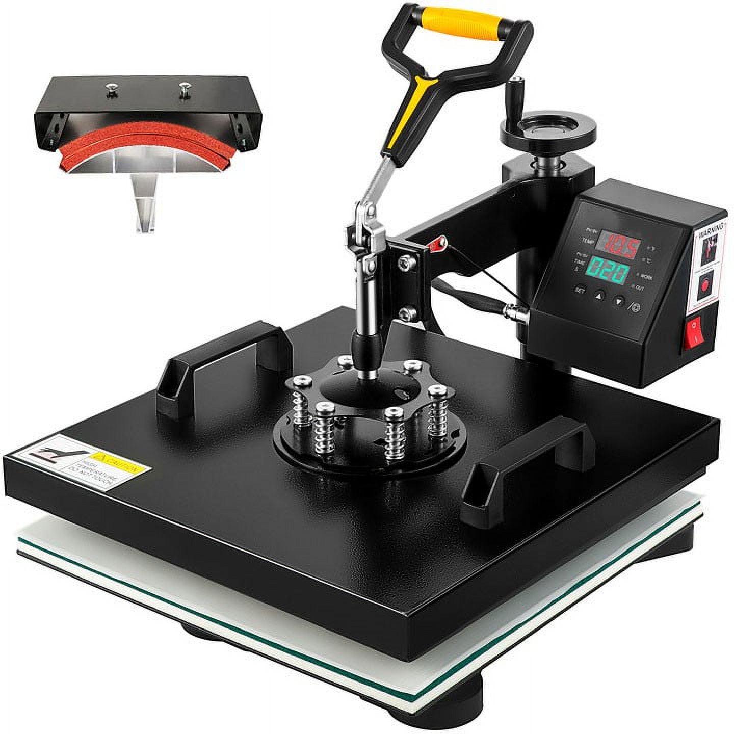 VEVOR Heat Press Machine 2 in 1, 15"x15" 360° Swing Away Digital Sublimationwith Teflon Coated, Digital Precise Heat Control, Powerpress for T-Shirts Hats Caps
