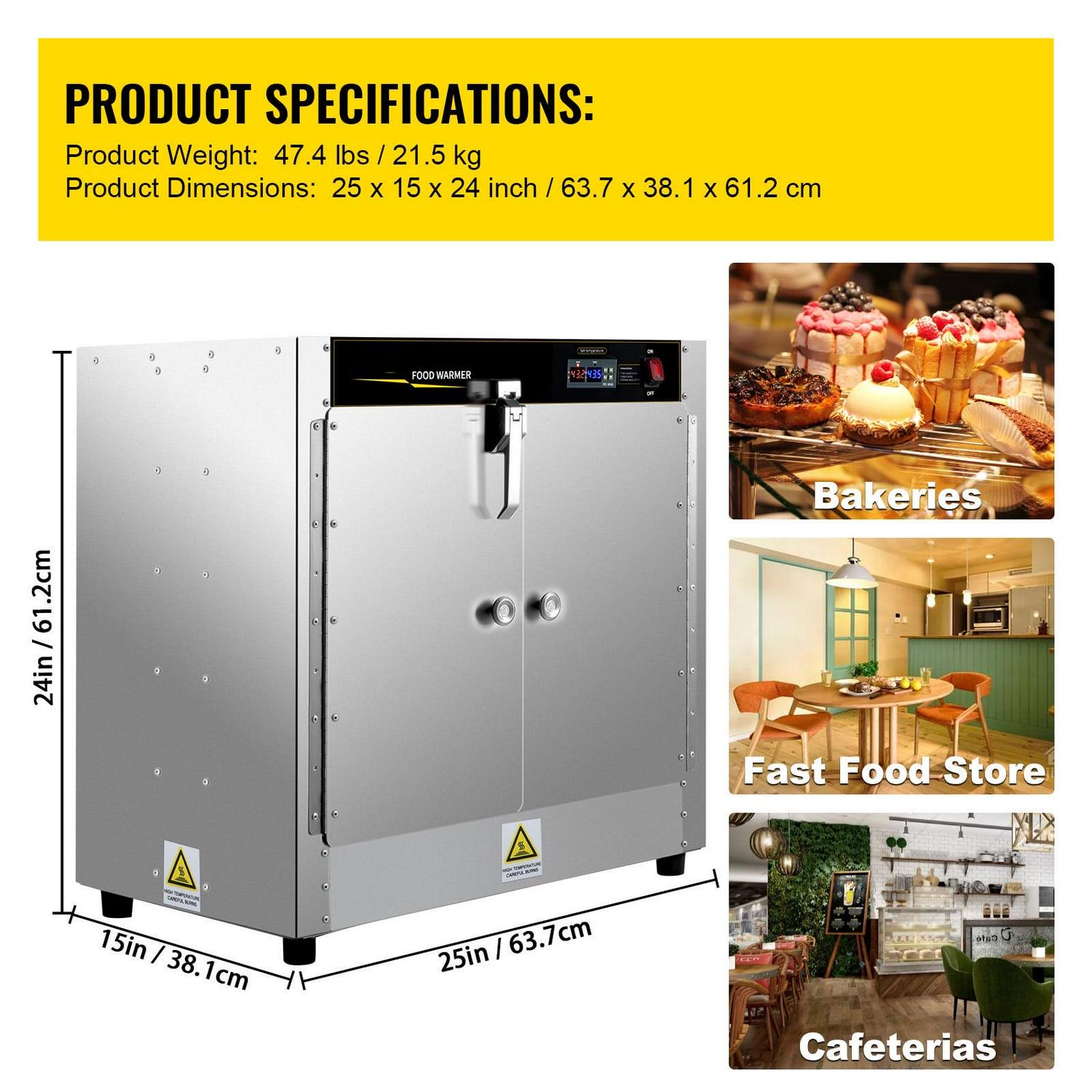 BENTISM Hot Box Food Warmer, 25x15x24in Concession Warmer with Water Tray, Four Disposable Catering Pans, Tested to UL Standards listed - Image 7