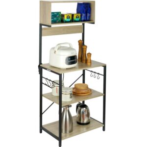 BENTISM Kitchen Baker's Rack,Industrial 60 inch 5 Tier Microwave Stand with 6 Hooks Rustic for Kitchen, Living Room