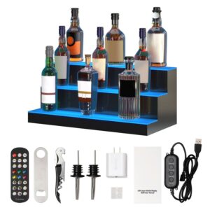 BENTISM LED Lighted Liquor Bottle Display Bar Shelf RF & App Control 24" 3-Step