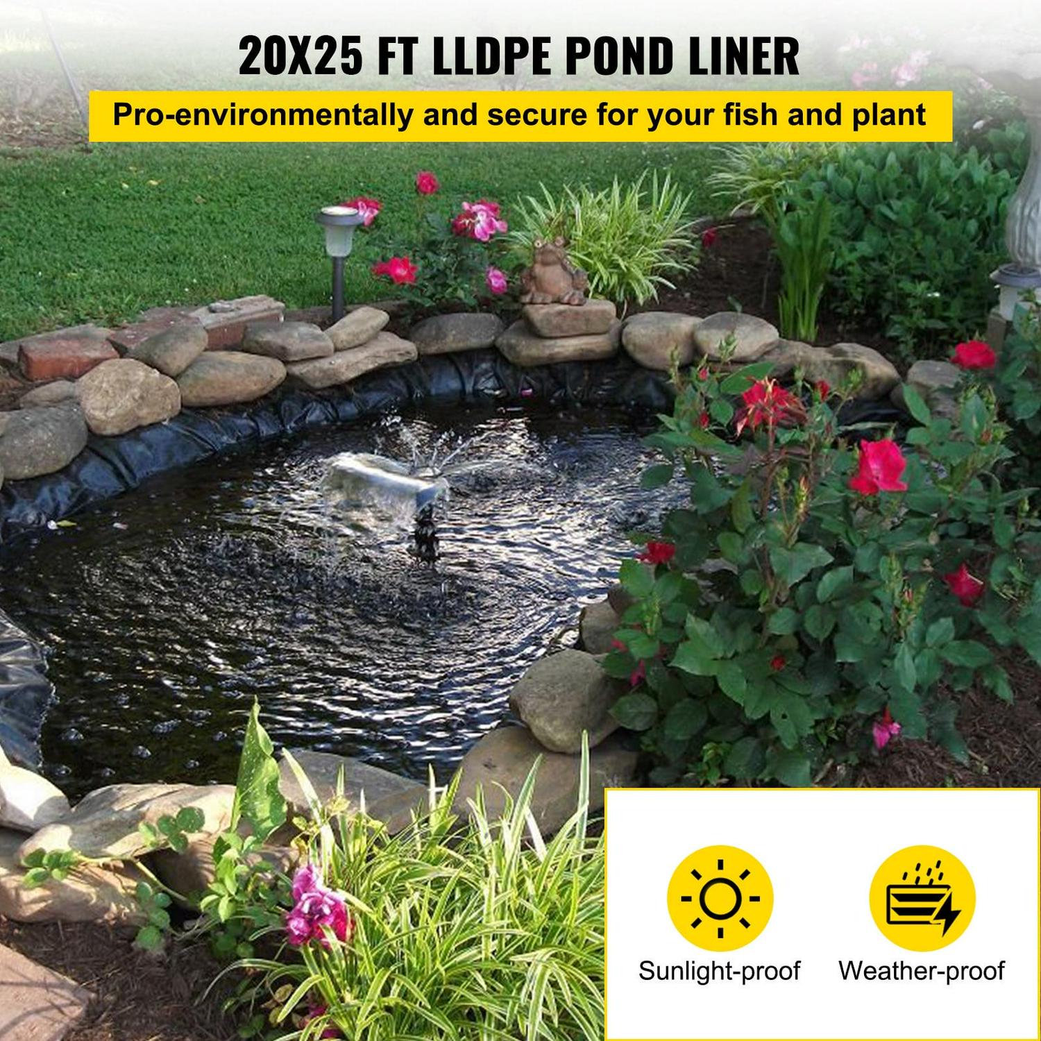 VEVOR LLDPE Pond Liner Pond Liners 20x25ft 20 Mil Fish Liner Fish Pond Liner For Pond - Image 2