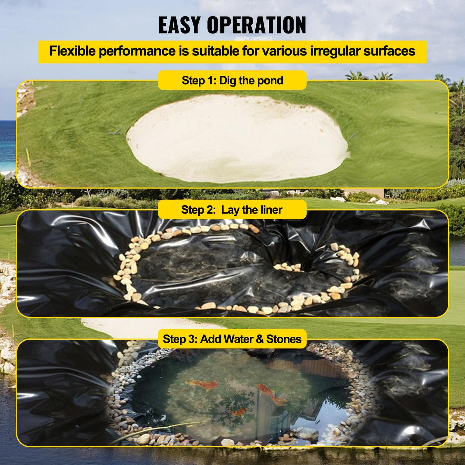 VEVOR LLDPE Pond Liner Pond Liners 20x25ft 20 Mil Fish Liner Fish Pond Liner For Pond - Image 4