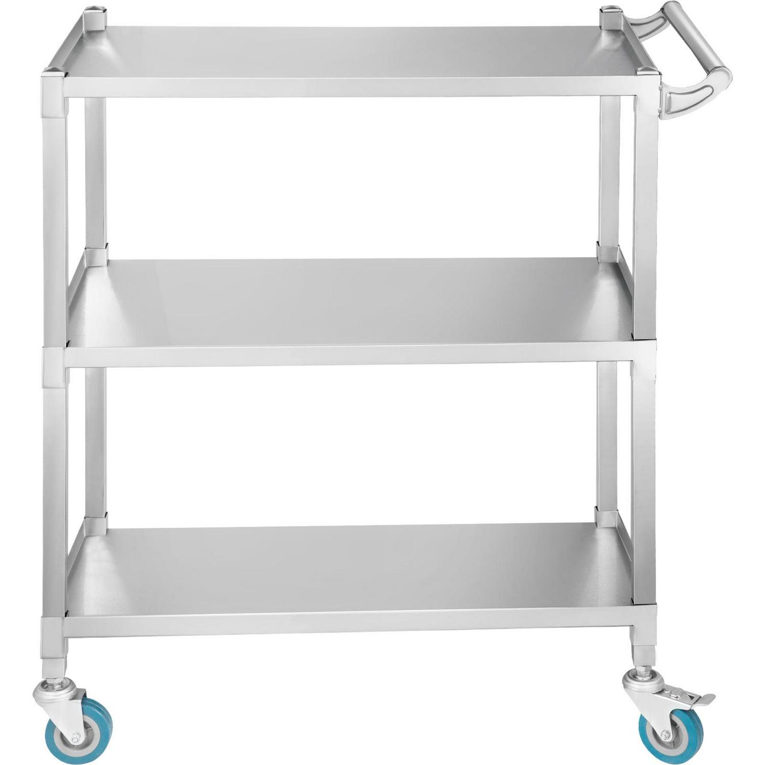 BENTISM Lab Utility Cart, 500 lbs Weight Capacity Rolling Cart, 3 Shelves Mobile Clinic Cart, Sturdy Stainless Steel Frame Lab Trolley, 360° Silent Rolling Wheels w/ Foot Brake, for Lab Clinic Salon - Image 9