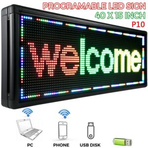 BENTISM Led Sign Led Scrolling Sign 40 x 15 inch Red Green Yellow Signs For Business