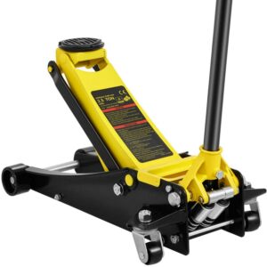 BENTISM K496 2.5 Ton Low Profile Hydraulic Floor Jack, Aluminum/Steel, 5500 lbs, Yellow+Black