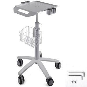 BENTISM Mobile Rolling Cart Medical Trolley for Ultrasound Imaging Scanner Cart w/Basket