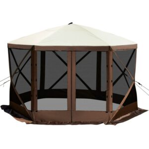 BENTISM Pop-up Camping Gazebo Camping Canopy Shelter 6 Sided 10' x 10' Sun Shade