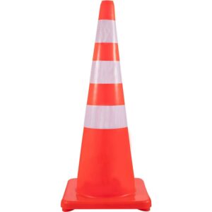 BENTISM Safety Cones Traffic Cones 6 x 36" Orange Reflective Collars Road Cones