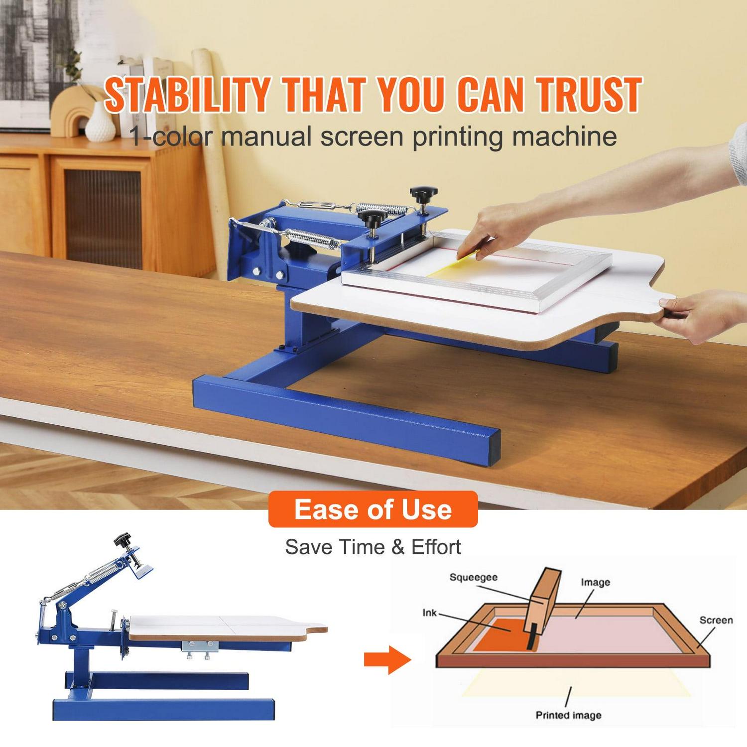 BENTISM Screen Printing Machine, 1 Color 1 Station Screen Printing Press, 21.7"X 17.7" Silk Screen Printing for T-Shirt DIY Printing Removable Pallet - Image 2